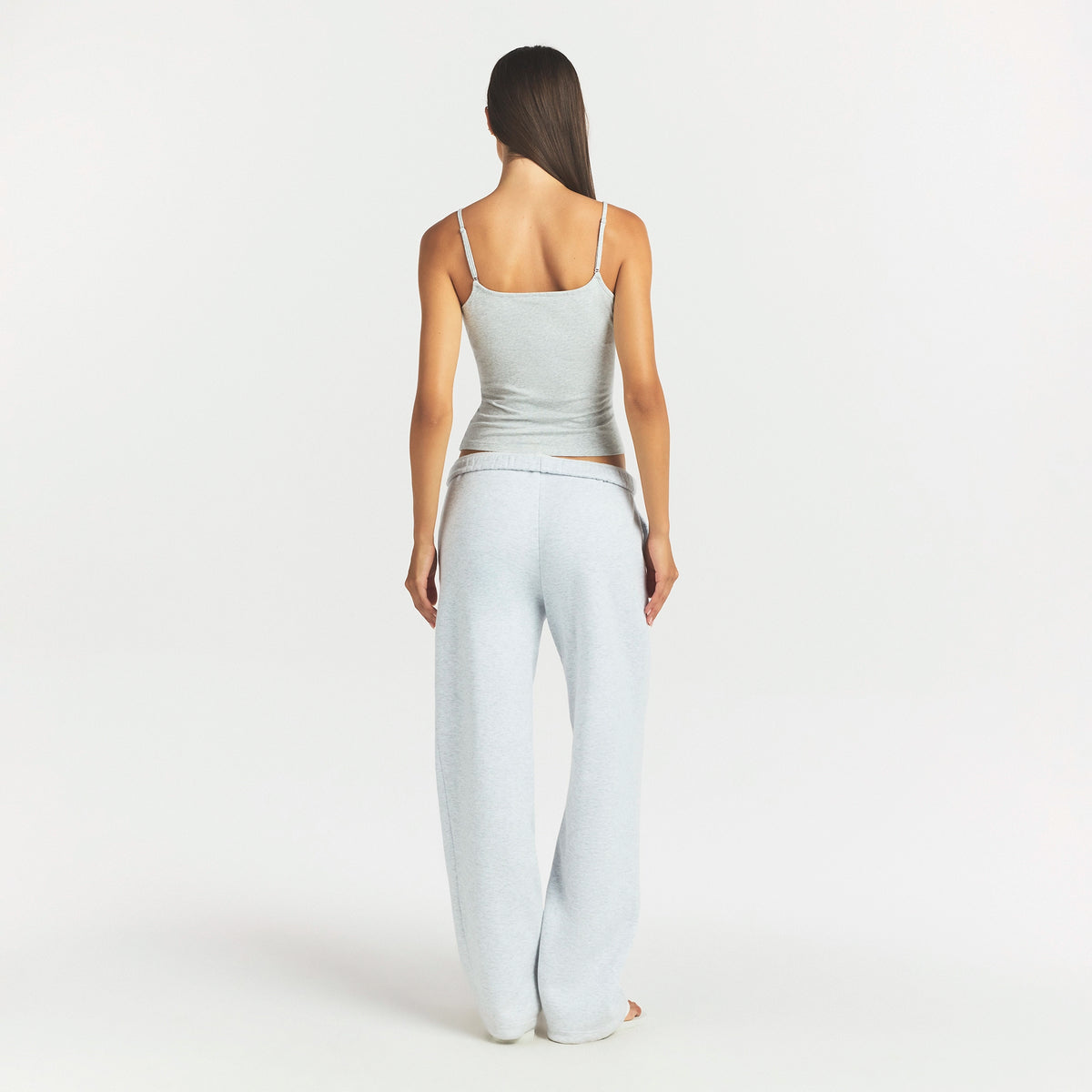 Cotton Fleece Classic Straight Leg Pant - Light Heather Grey